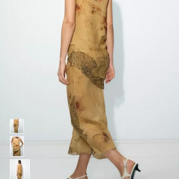 Zara Tan Floral Maxi Dress - Picture 8 of 16